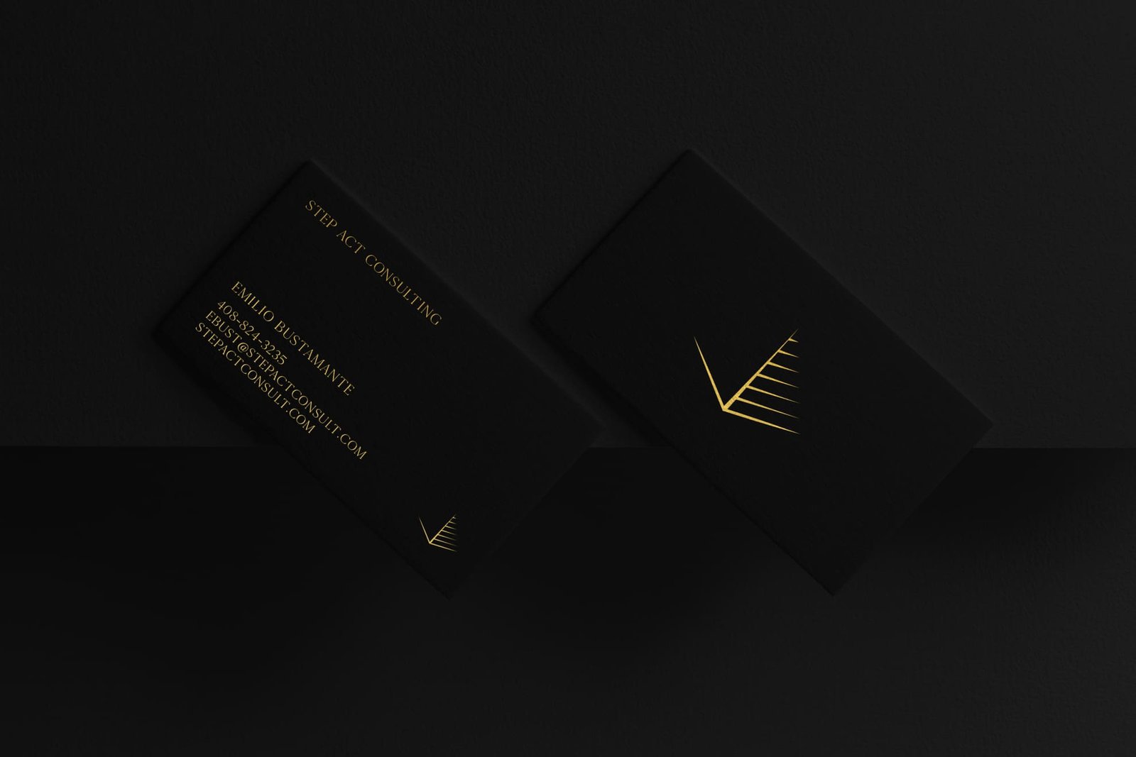 Black business card with gold foil