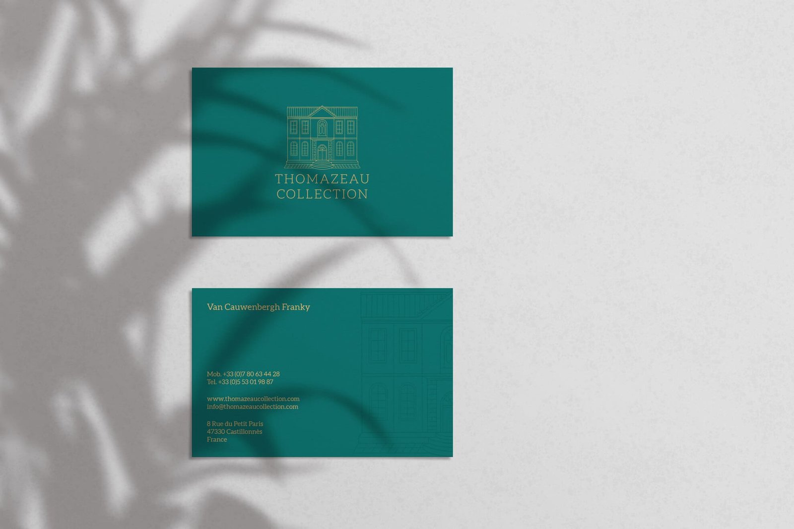 Existing BCD business card design used as a style reference