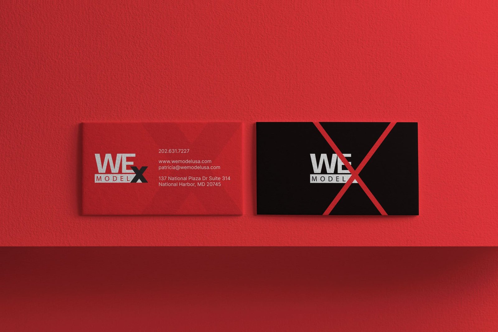 Bold red and black business card design